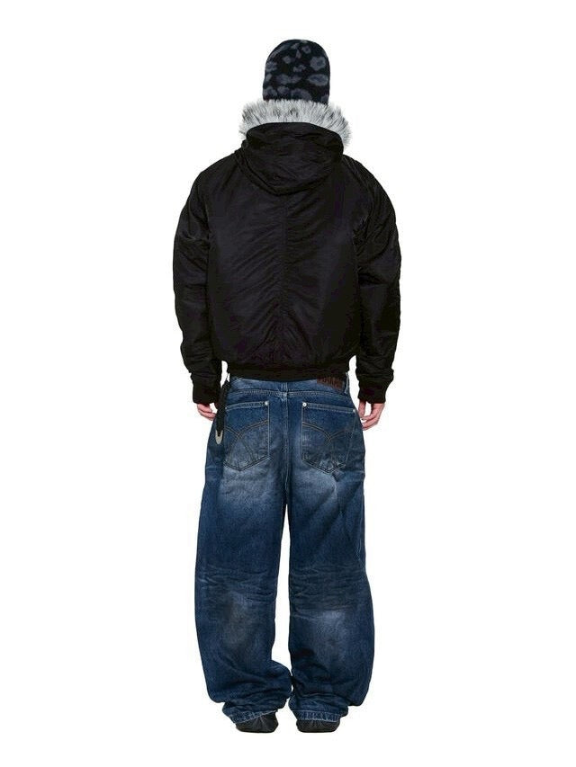 【AAKAM】Hooded Fur MA-1 Jacket