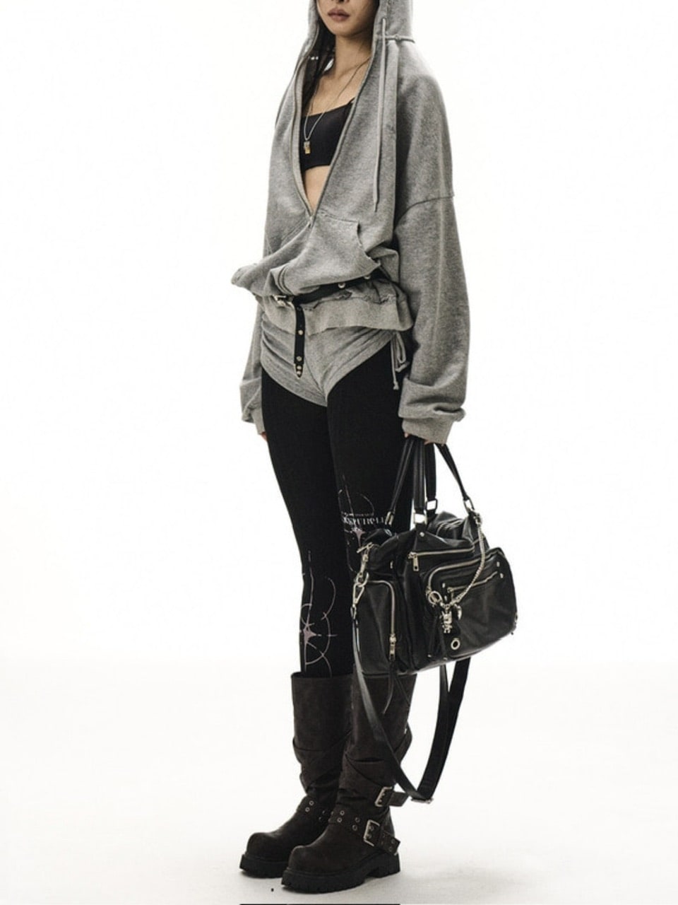 【BLACK PURPLE】Shadow Loop Zip-Up Hoodie