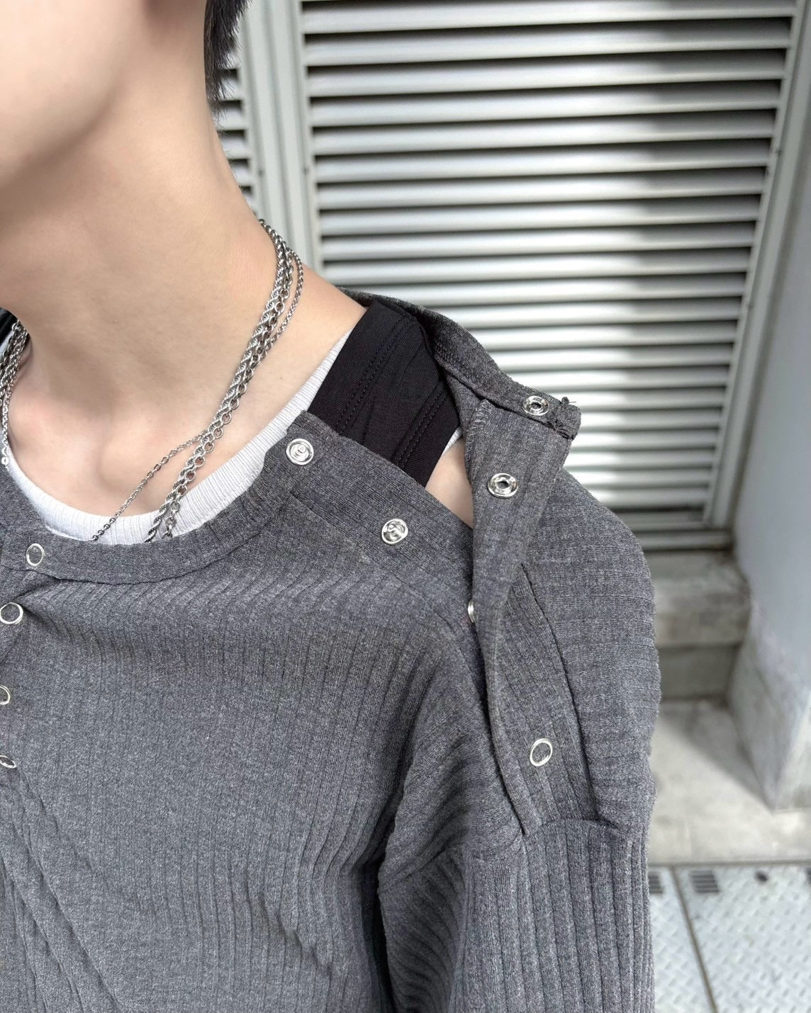 受注制【nmtc+】Shoulder Henley Eyelet Tee (3color)