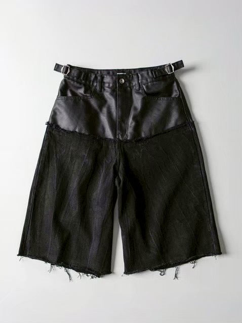 【roaringrad】Layered Carbon Bermuda Denim Pants