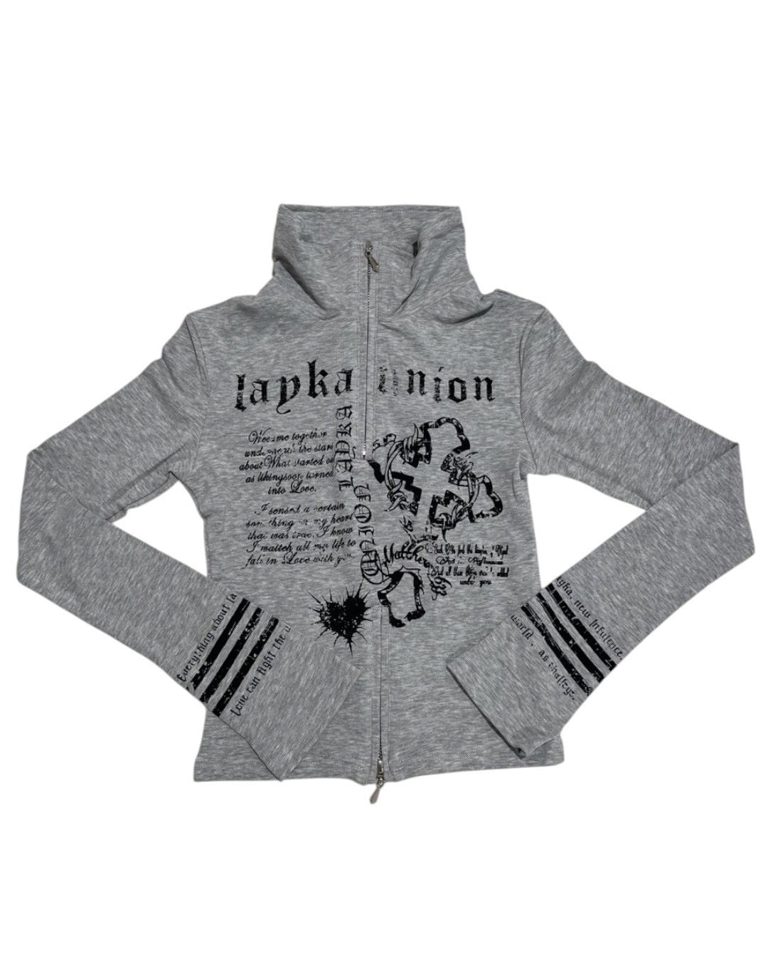 国際配送【BABY09】y2k print slim zipup top
