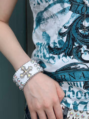 7/11 20:00発売 国際配送【BABY09】cross rhinestone bracelet (4color)