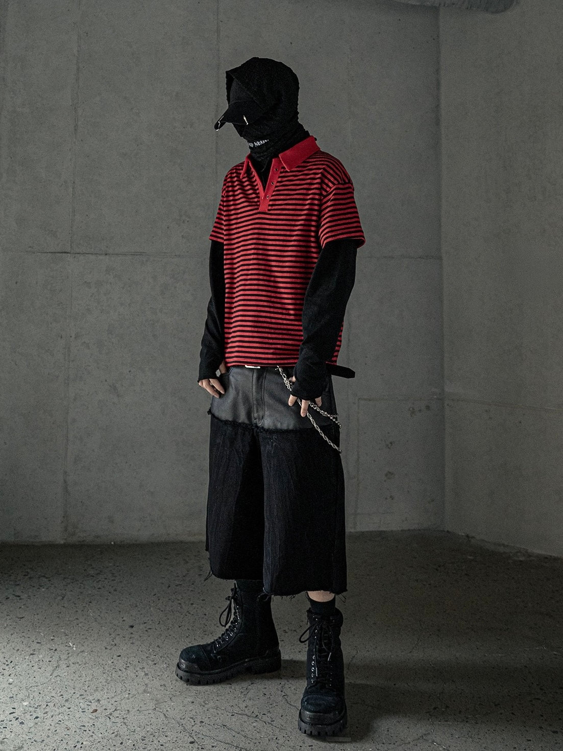 【roaringrad】Striped Polo T-shirt