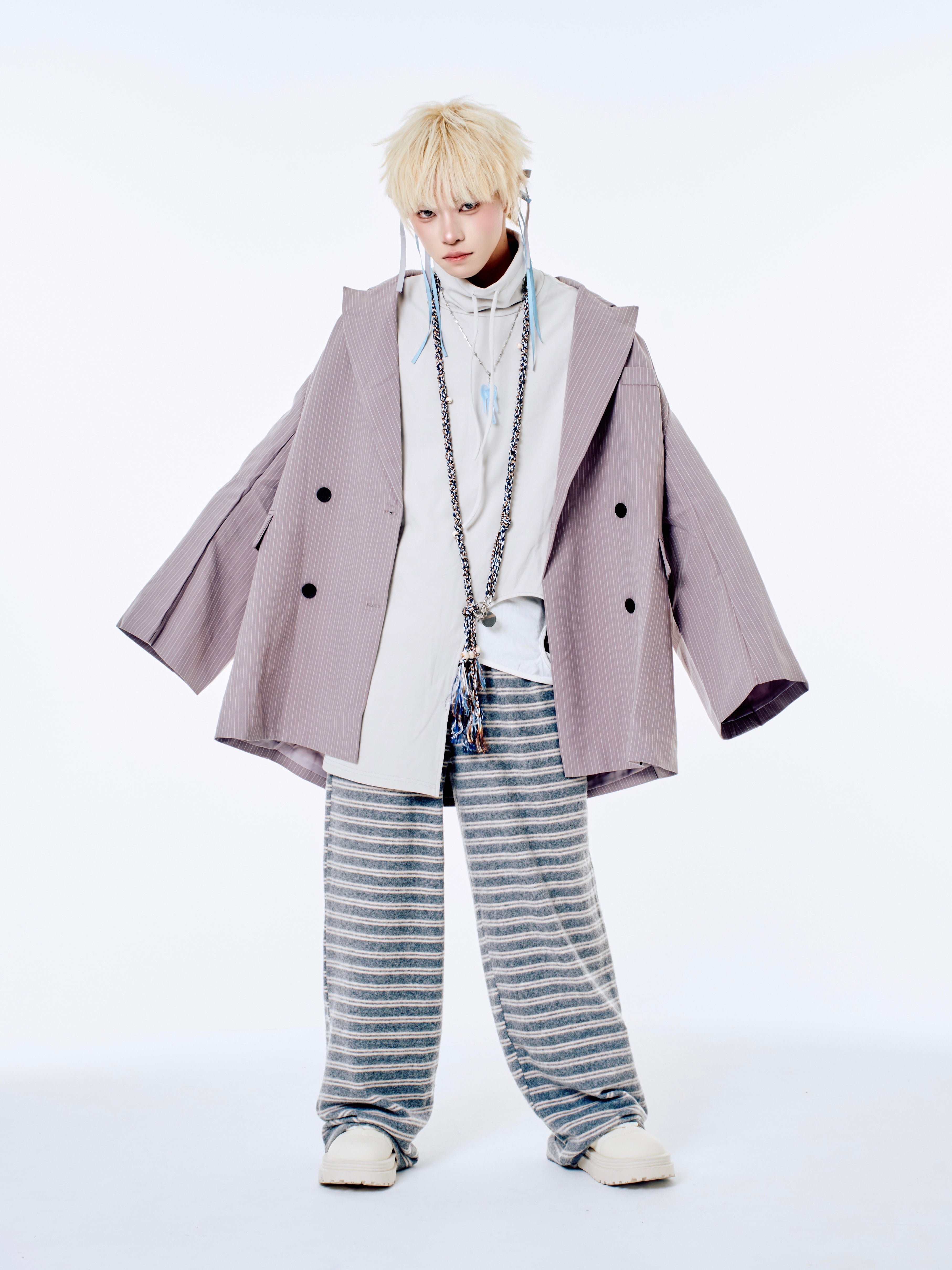 国際配送【Nerd out XU】big stripe tailored jacket / 【ナードアウトエックスユー】ビックストライプテーラードジャケット