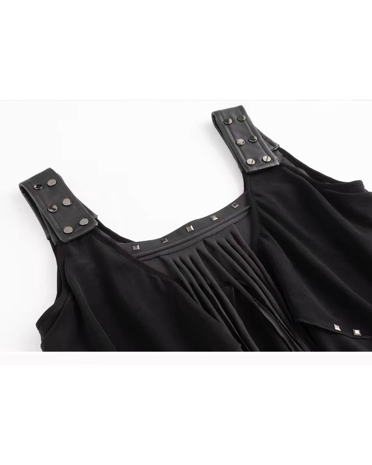 【Cest Nous】Black Tassel Layered Cake Slip Dress