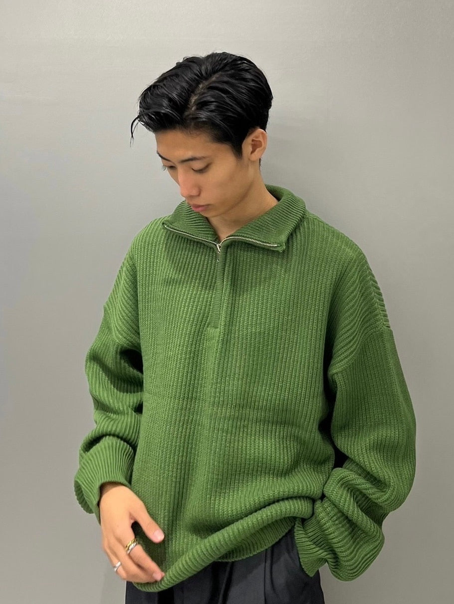 【Chikashitsu +】half zip high neck knit (3color) / 【チカシツプラス】ハーフジップアップハイネック長袖ニット