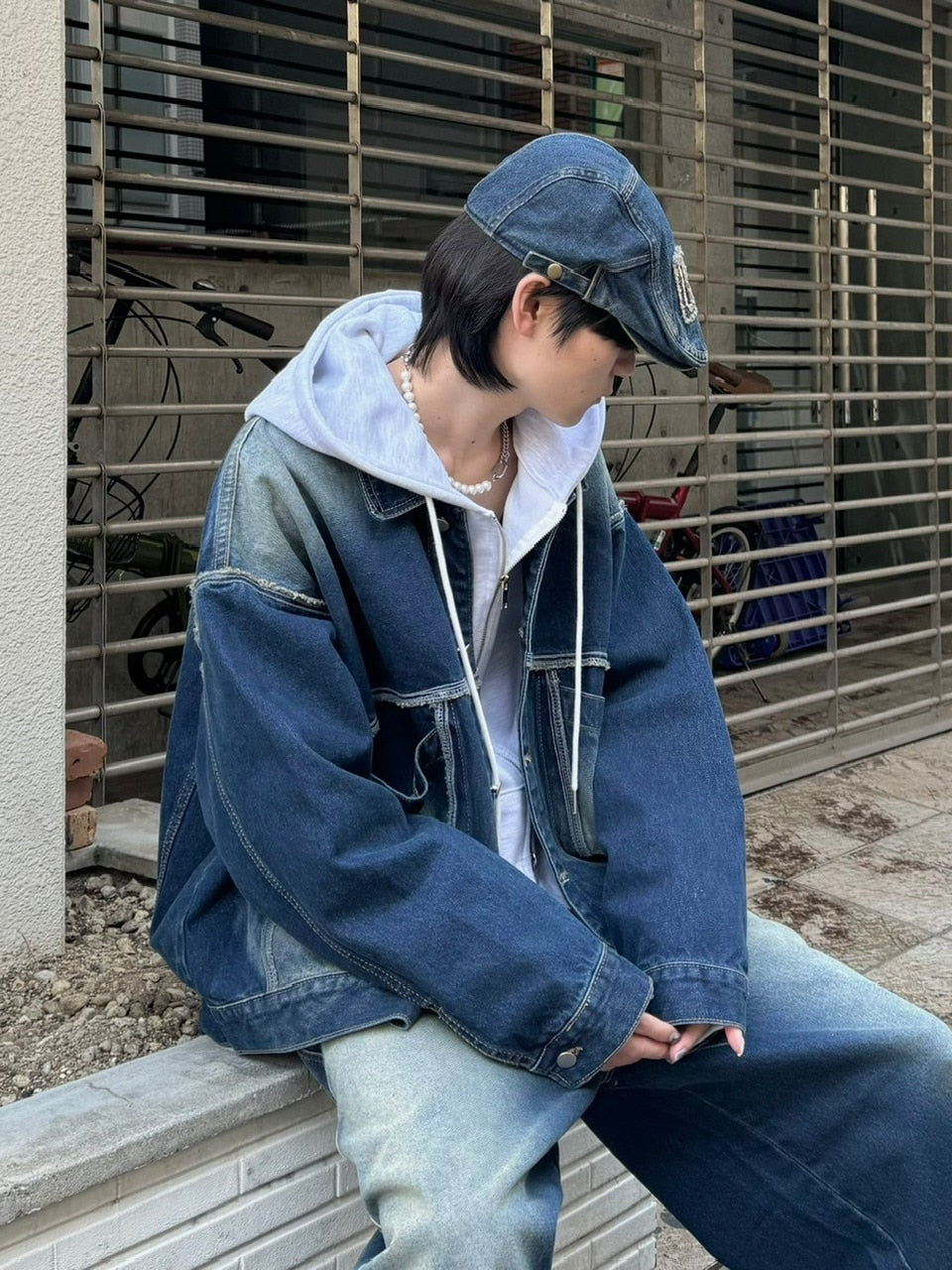 受注制【Chikashitsu +】vintage wash denim jacket (2color)