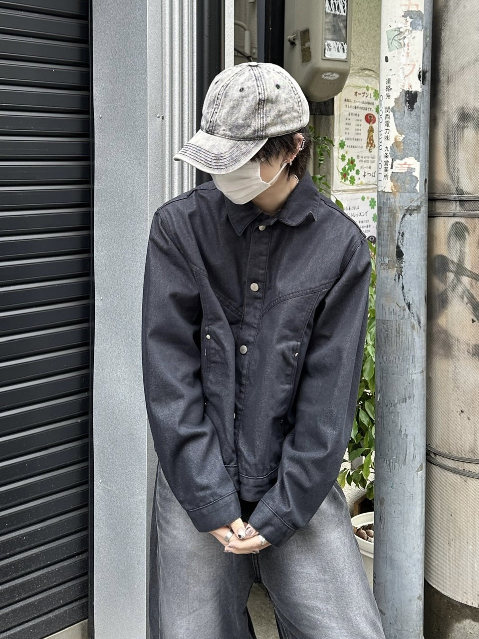 受注制【Chikashitsu +】set up design denim short jacket (2color)