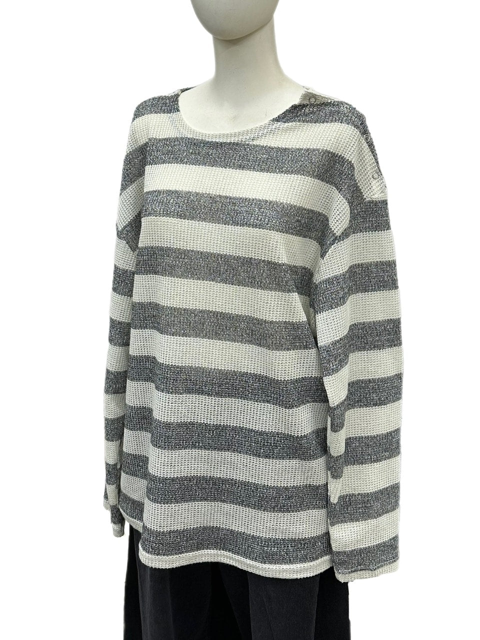 大阪店WEB限定受注制【Chikashitsu +】shoulder snap border knit (2color)