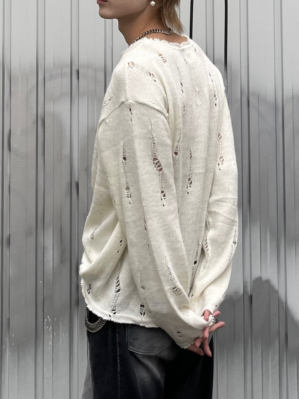 大阪店WEB限定受注制【Chikashitsu +】damage mohair knit (3color)