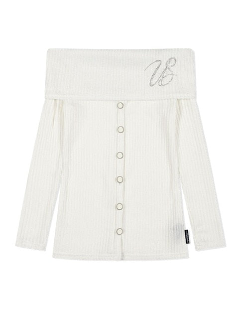 【Uglyshadow】BEAD KNIT OFF-SHOULDER / 【アグリーシャドウ】ビーズロングオフショルダー長袖カーディガン