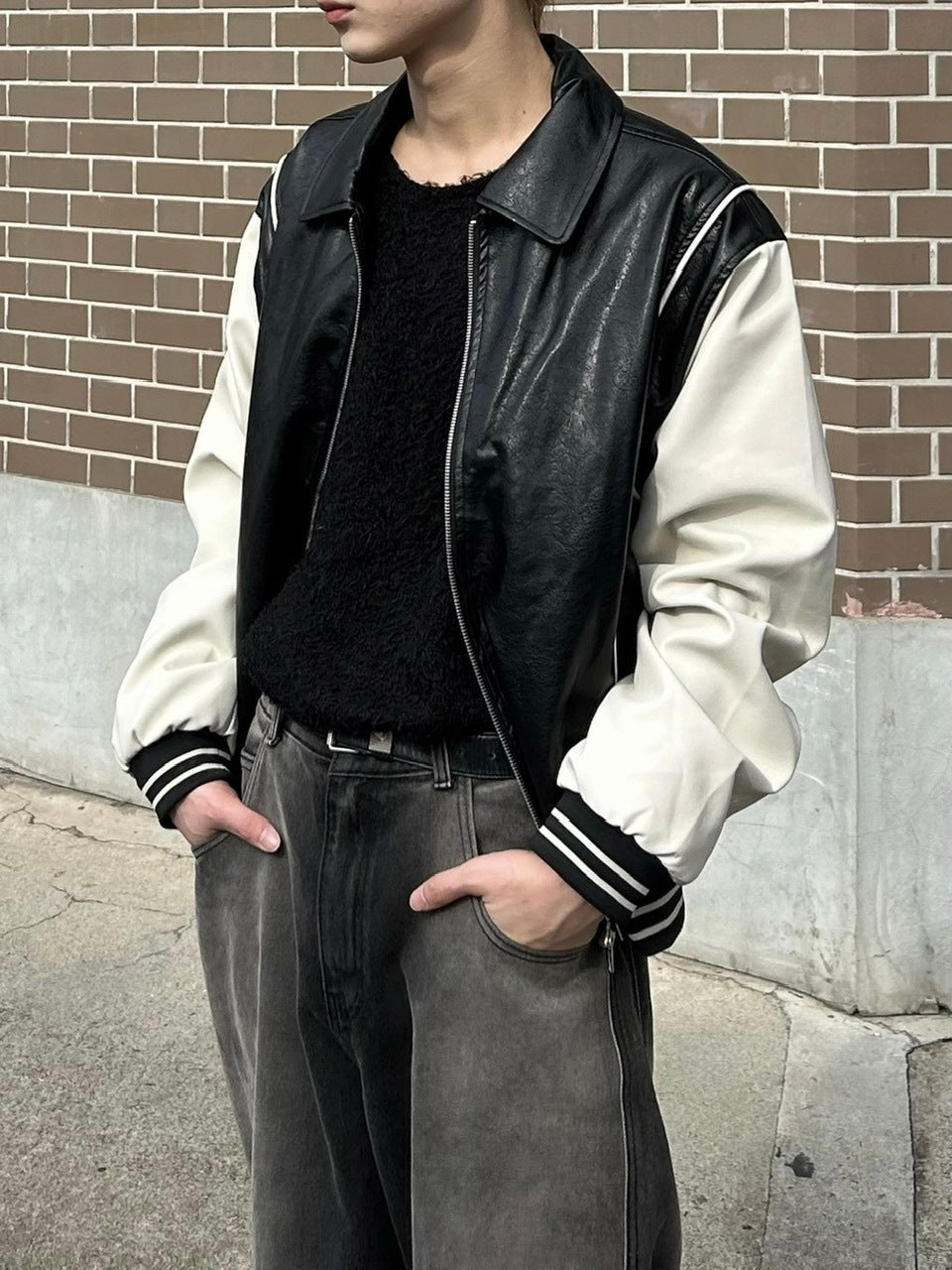 受注制【Chikashitsu +】leather piping jacket (2color)