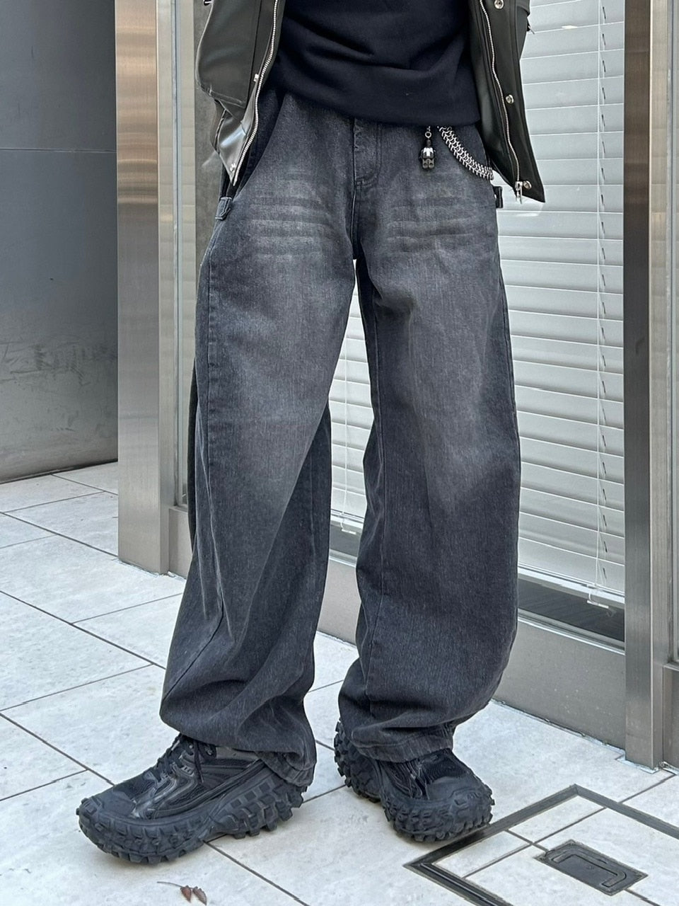受注制【Chikashitsu +】side snap balloon denim pants (2color)