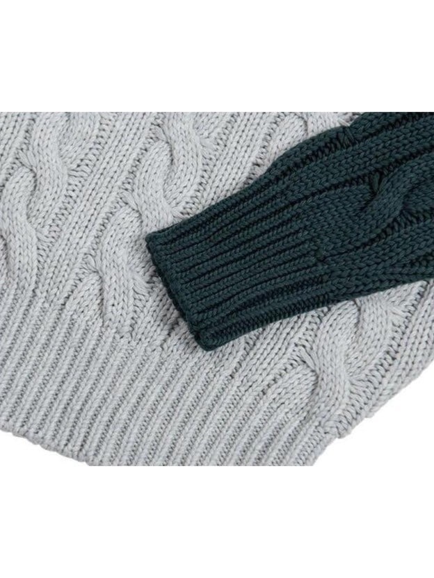 【runningHIGH】COLOR BLOCK TURTLENECK ZIP UP KNIT PULLOVER