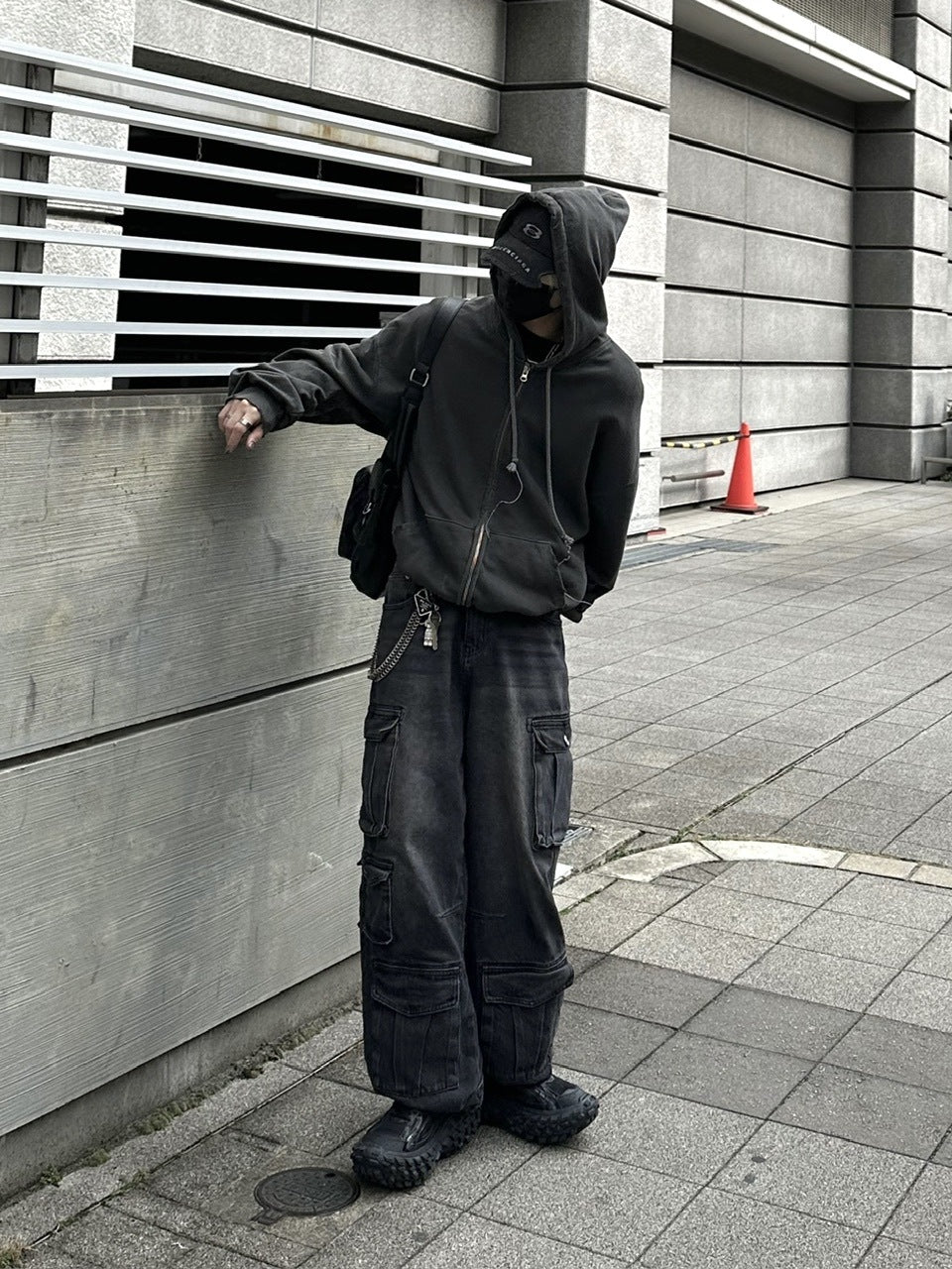 受注制【Chikashitsu +】vintage wash cargo denim pants (2color)