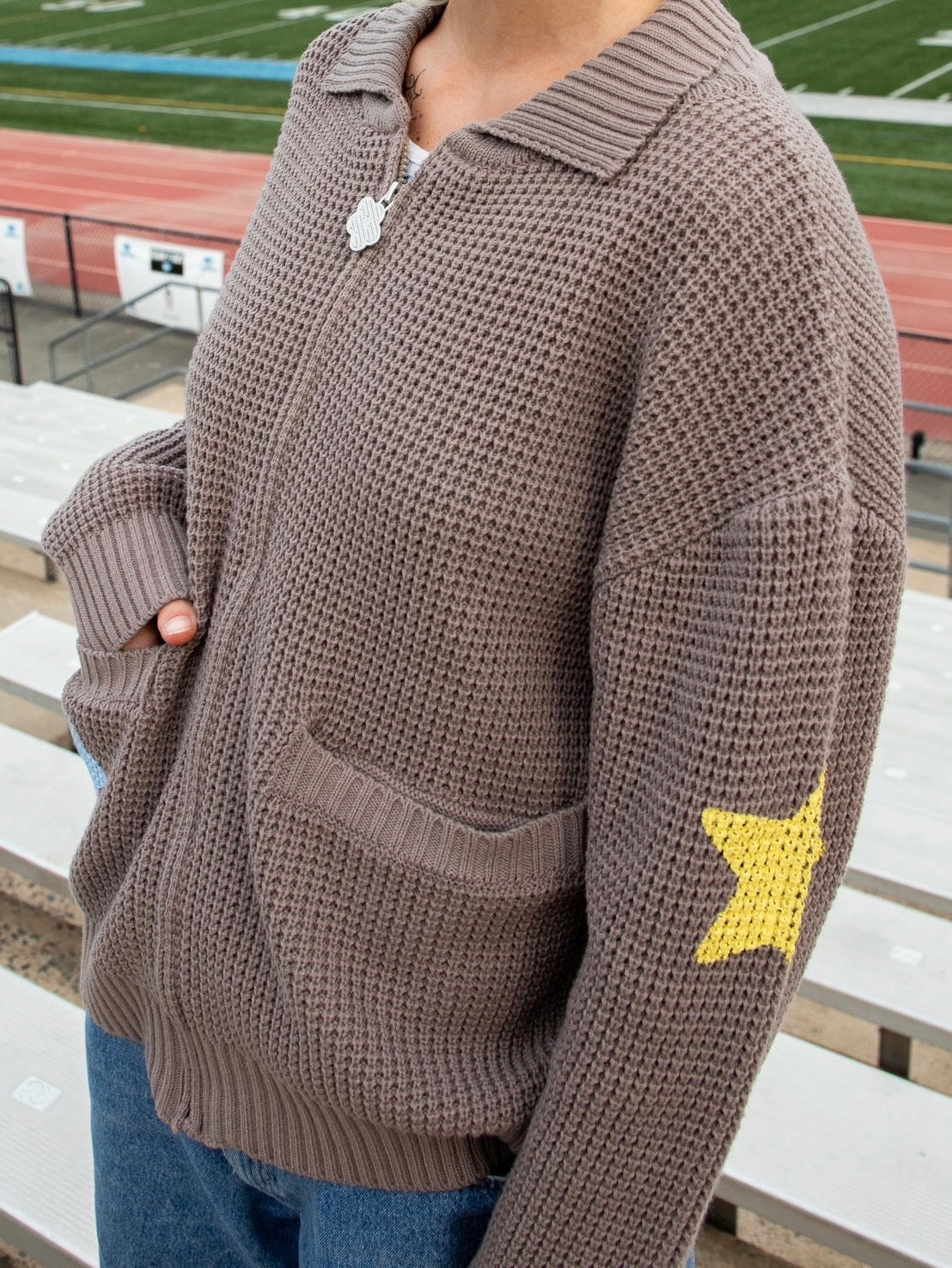 【VANDY THE PINK】STAR KNIT ZIP UP