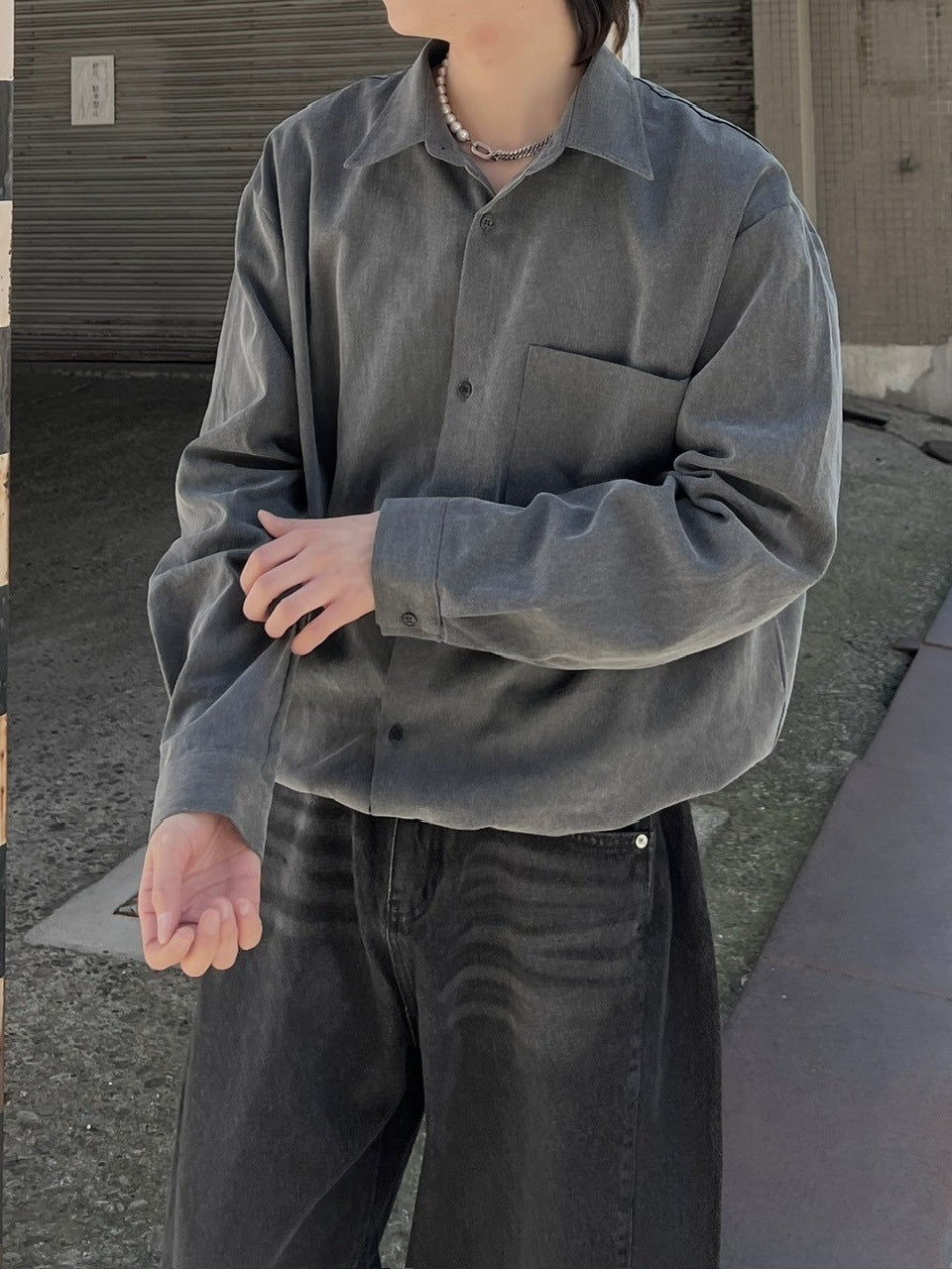 大阪店WEB限定受注制【Chikashitsu +】pigment draw code shirt (2color)