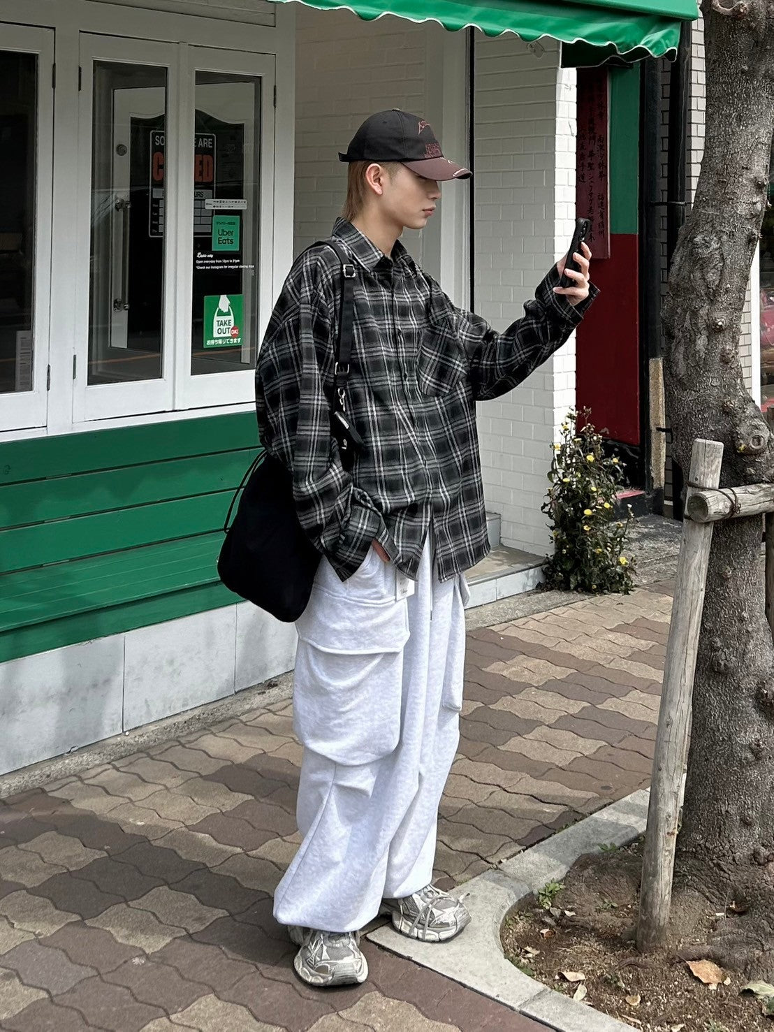 受注制【Chikashitsu +】oversized check shirt