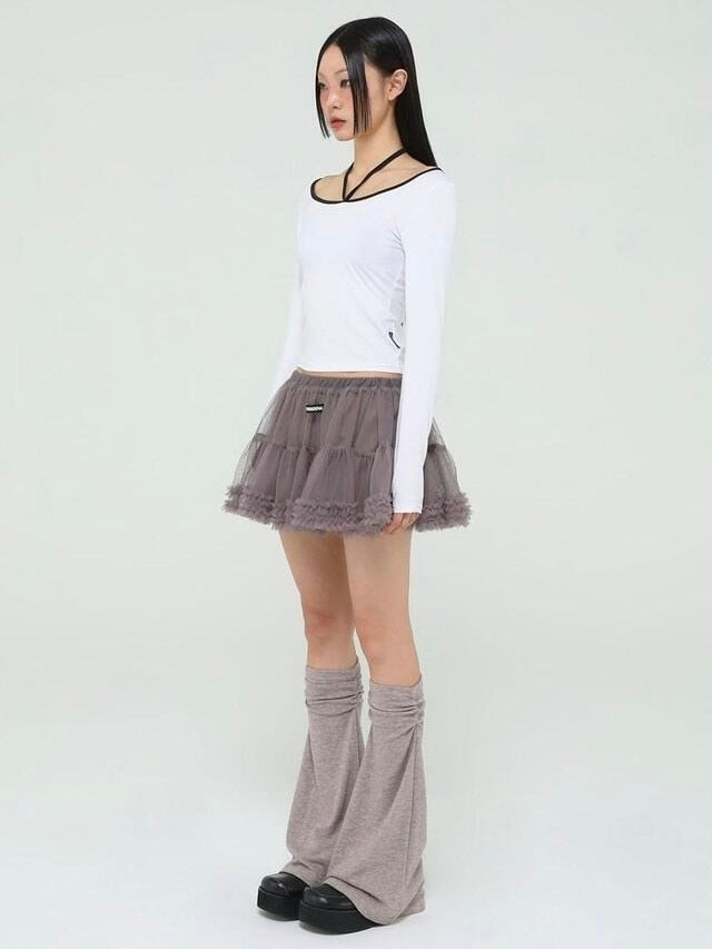 【Uglyshadow】MESH FRILL CANCAN SKIRT