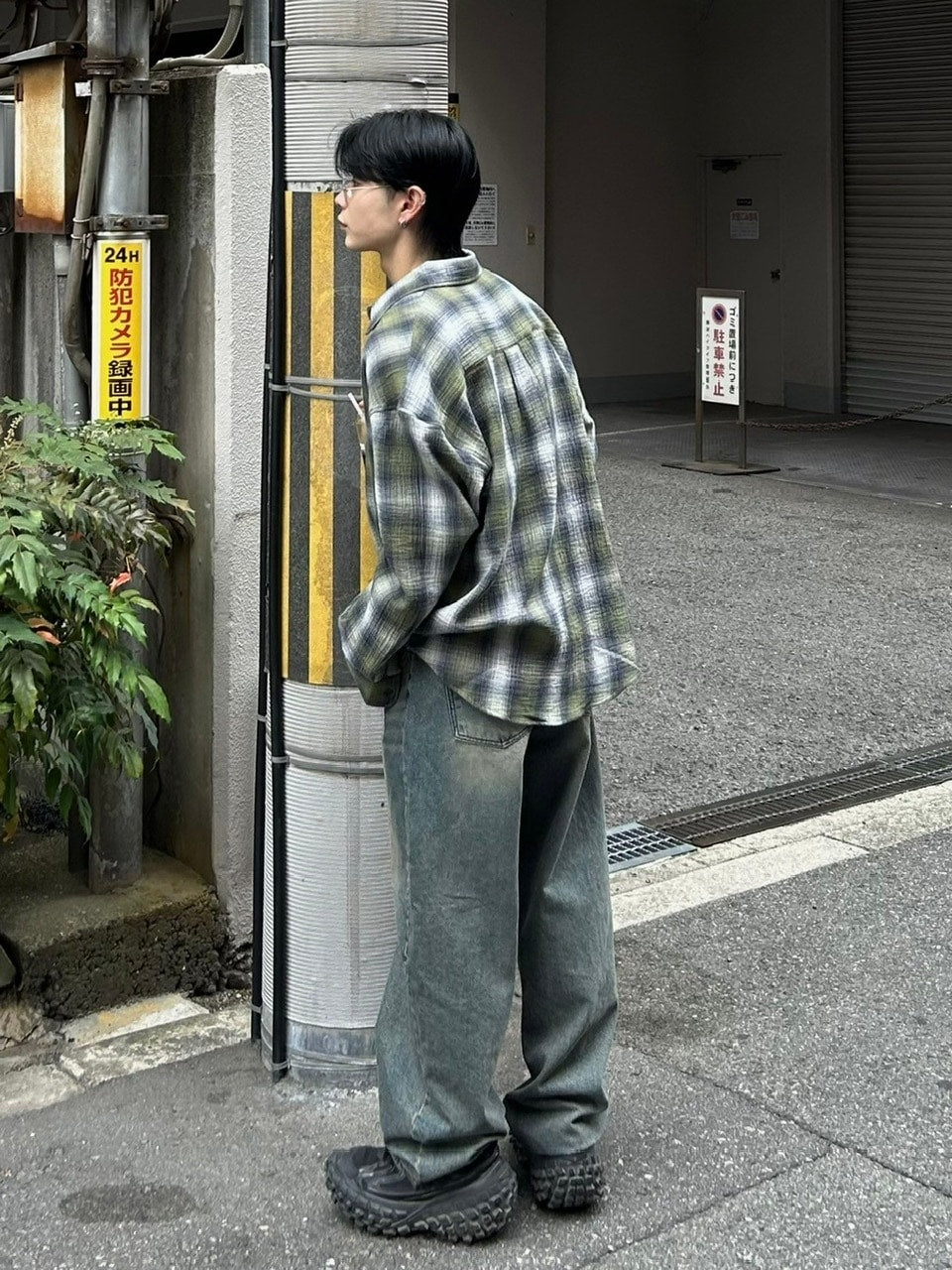 受注制【Chikashitsu +】shadow check shirt (2color) / 【チカシツプラス】シャドウチェック長袖シャツ