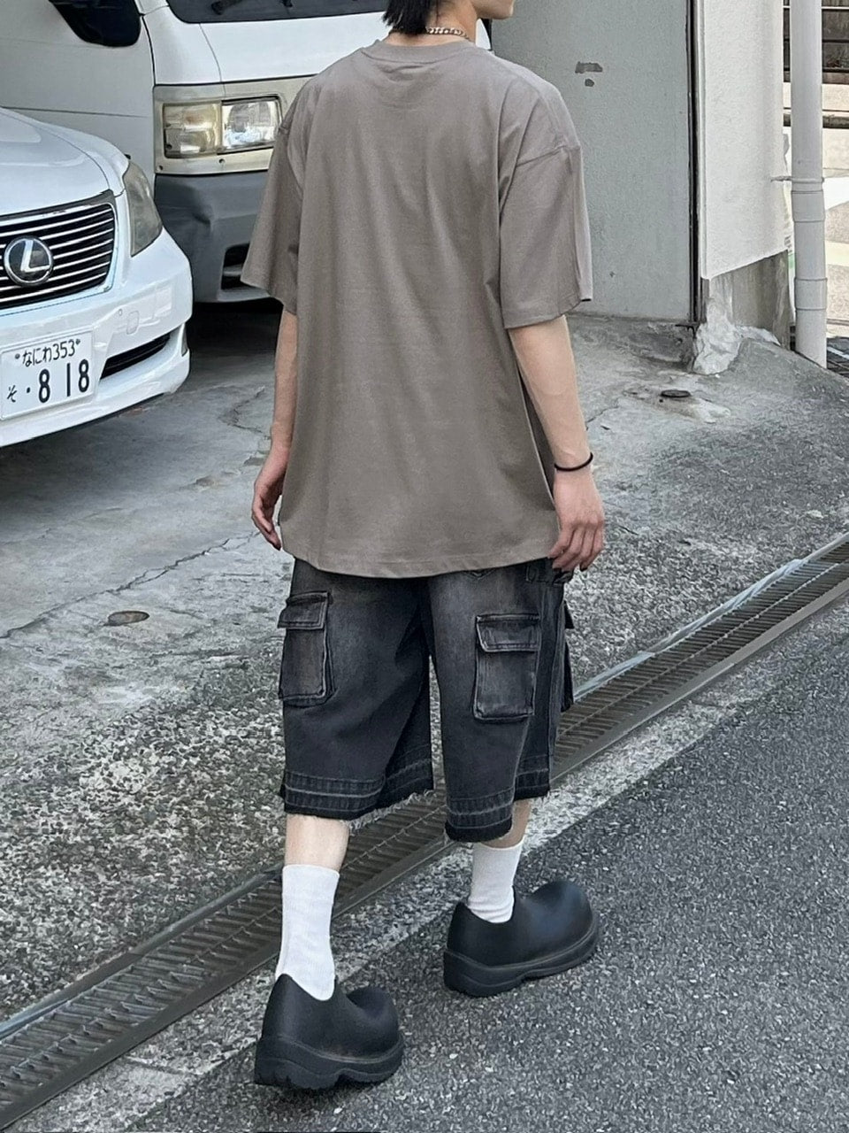 大阪店WEB限定受注制【Chikashitsu +】multi pocket denim half pants (2color)