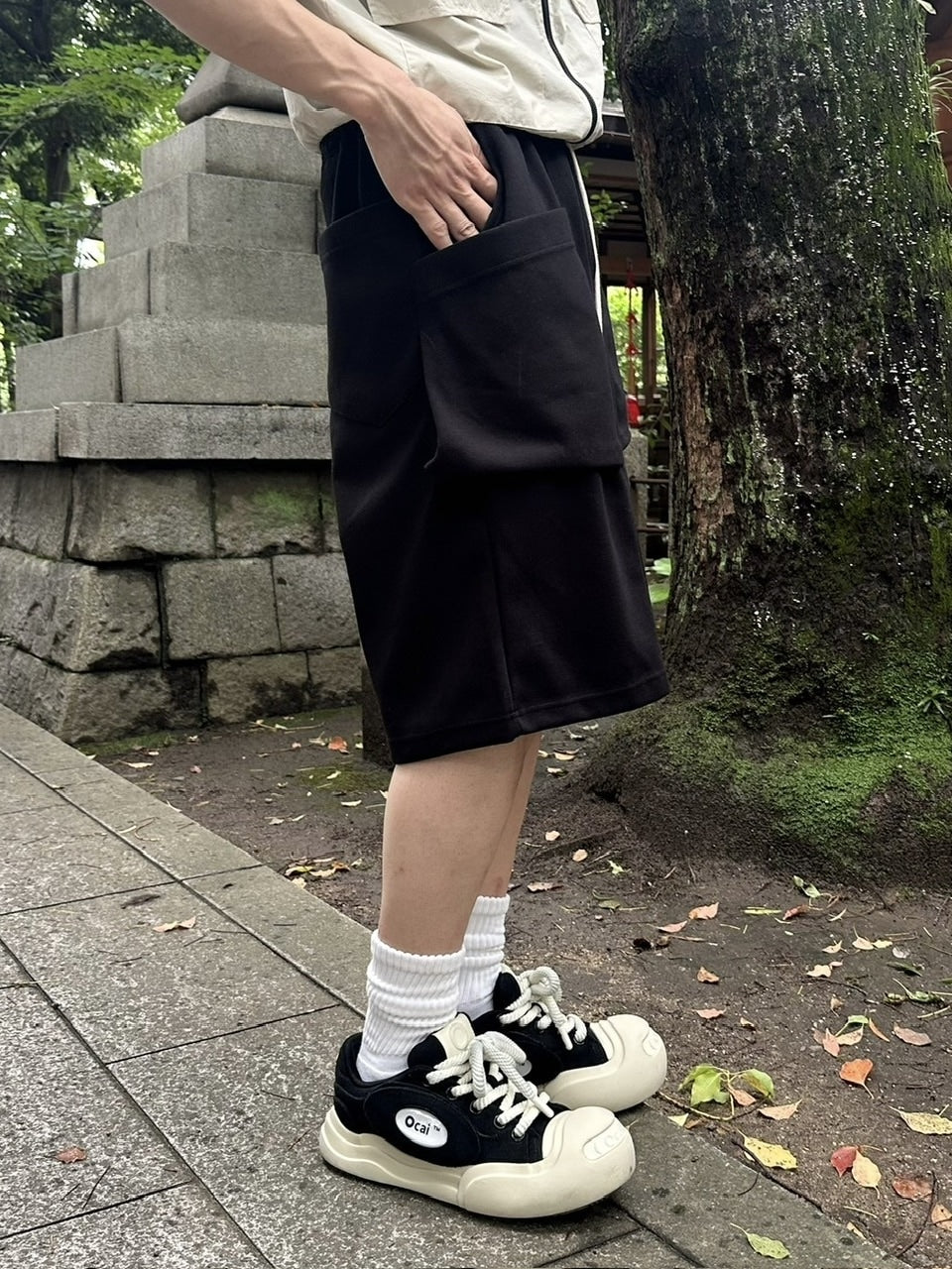 受注制【youll】double pocket sweat half pants (2color)