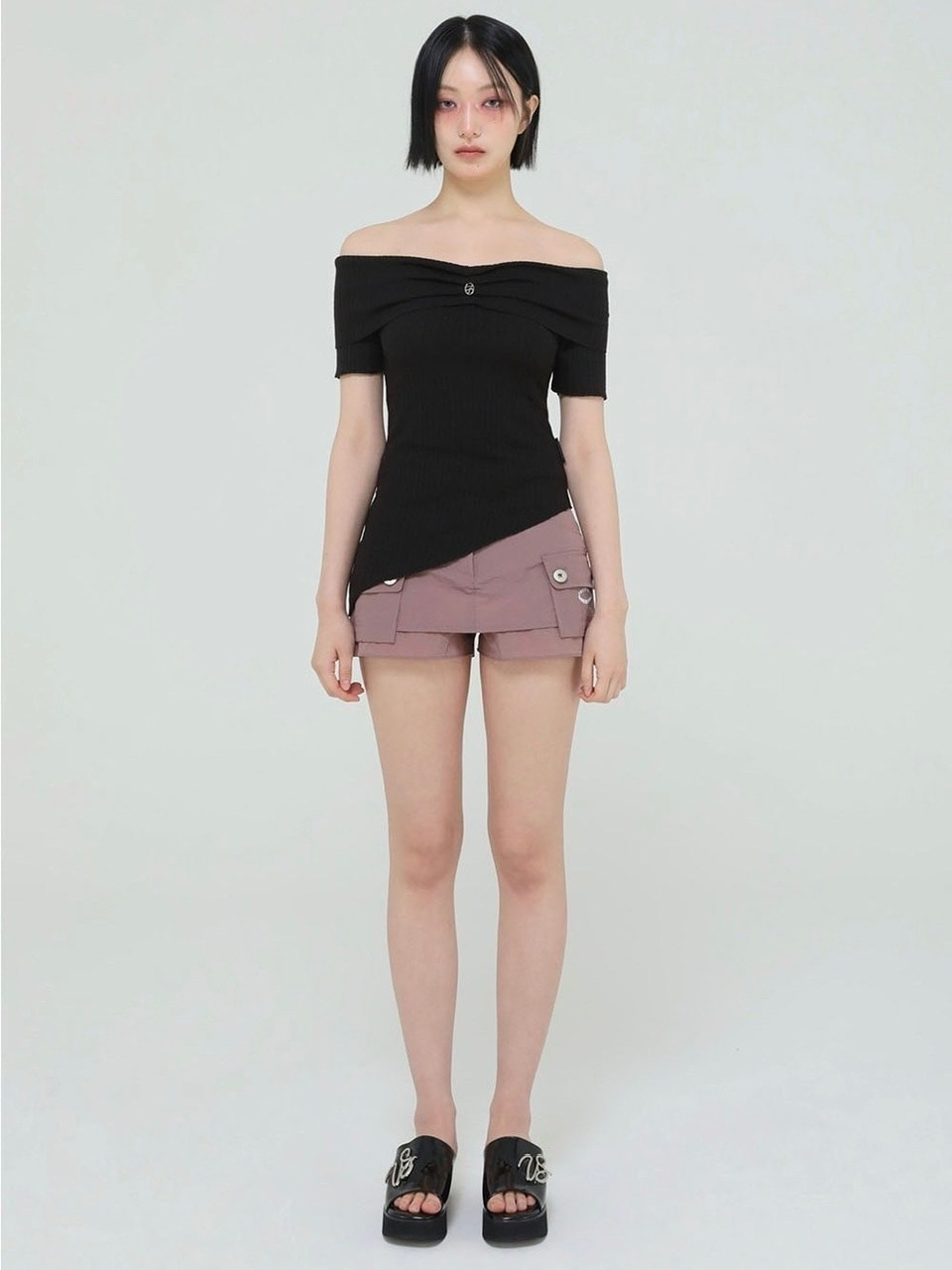 【Uglyshadow】UNBALANCED KNIT OFF SHOULDER