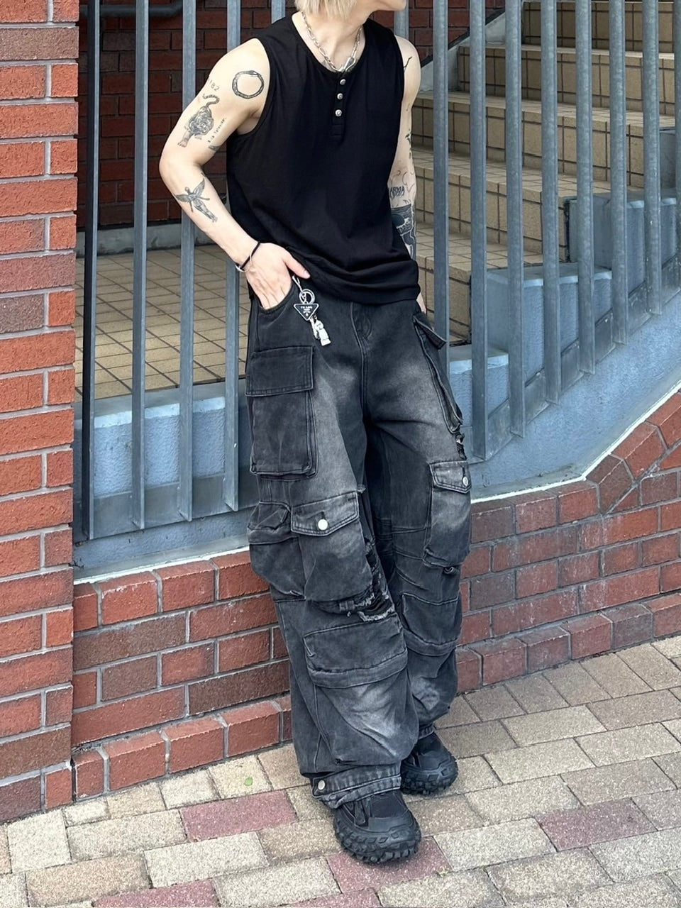【Chikashitsu +】henry neck sleeveless (3color) / 【チカシツプラス】ヘンリーネックタンクトップ
