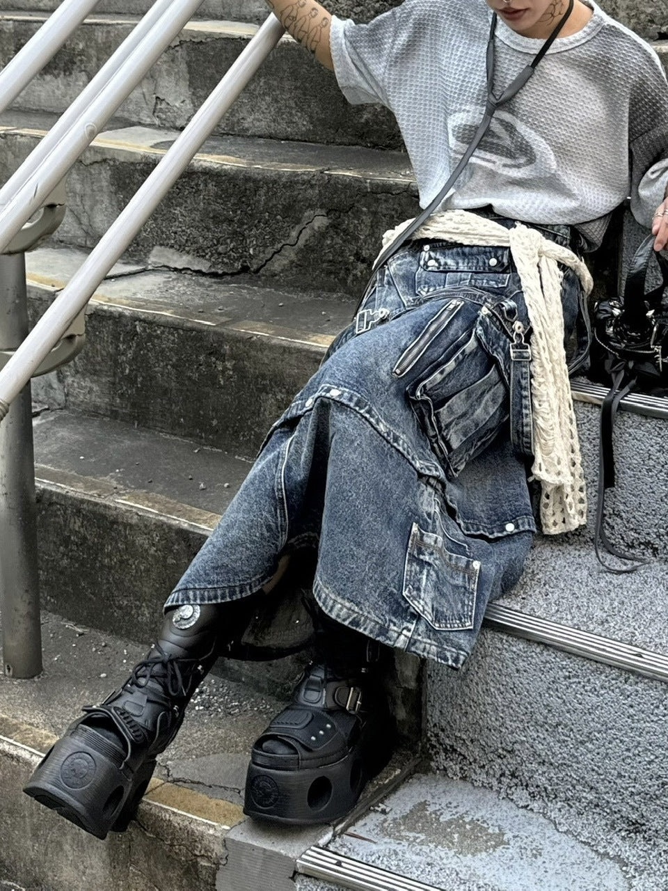 受注制【Never mind the XU】washing waffle tee (3color)