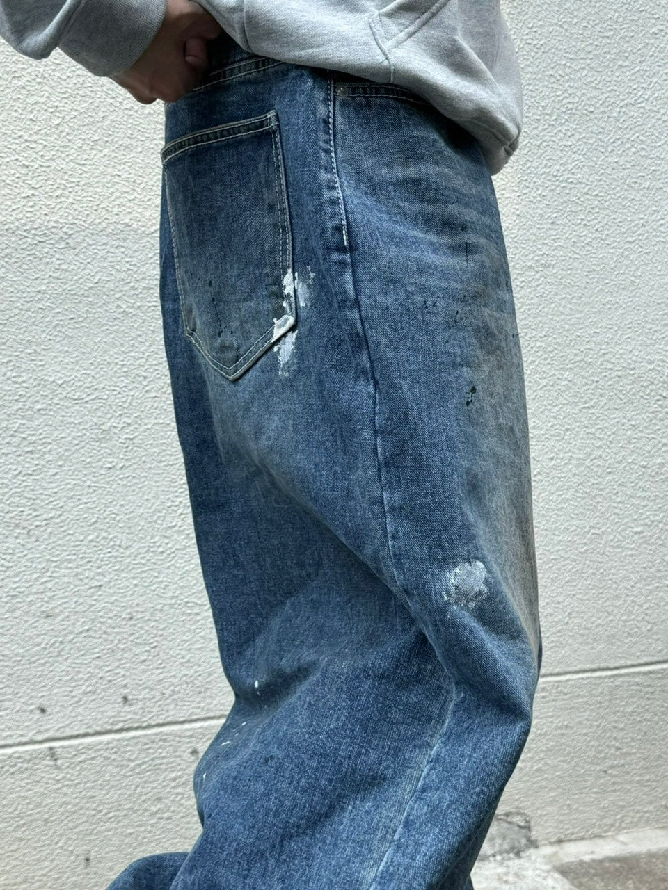 受注制【Chikashitsu +】painted buggy denim pants / 【チカシツプラス】ペイントバギーパンツデニムパンツ