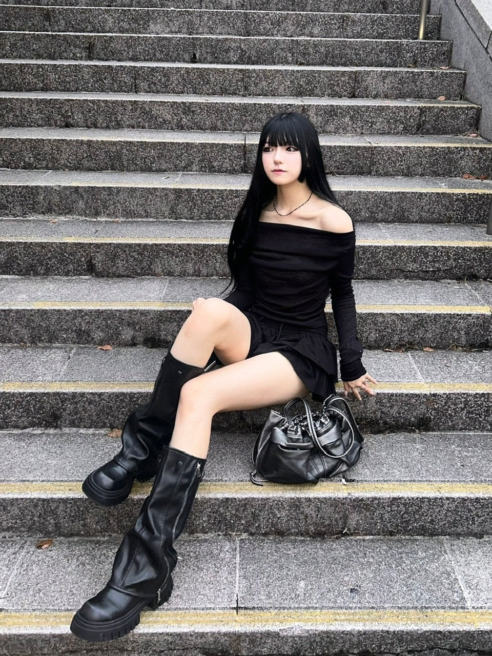 受注制【oaks】see-through back ribbon long sleeve (3color)