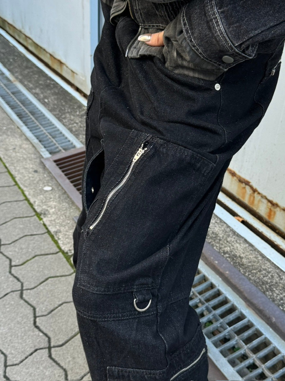 受注制【Chikashitsu +】steel ring denim cargo pants