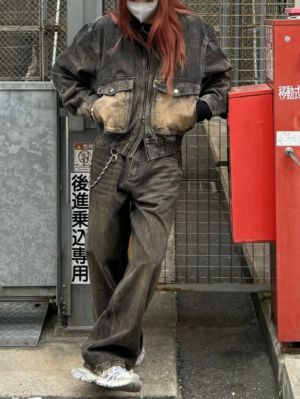 大阪店WEB限定受注制【Chikashitsu +】vintage wash wide denim pants (brown)