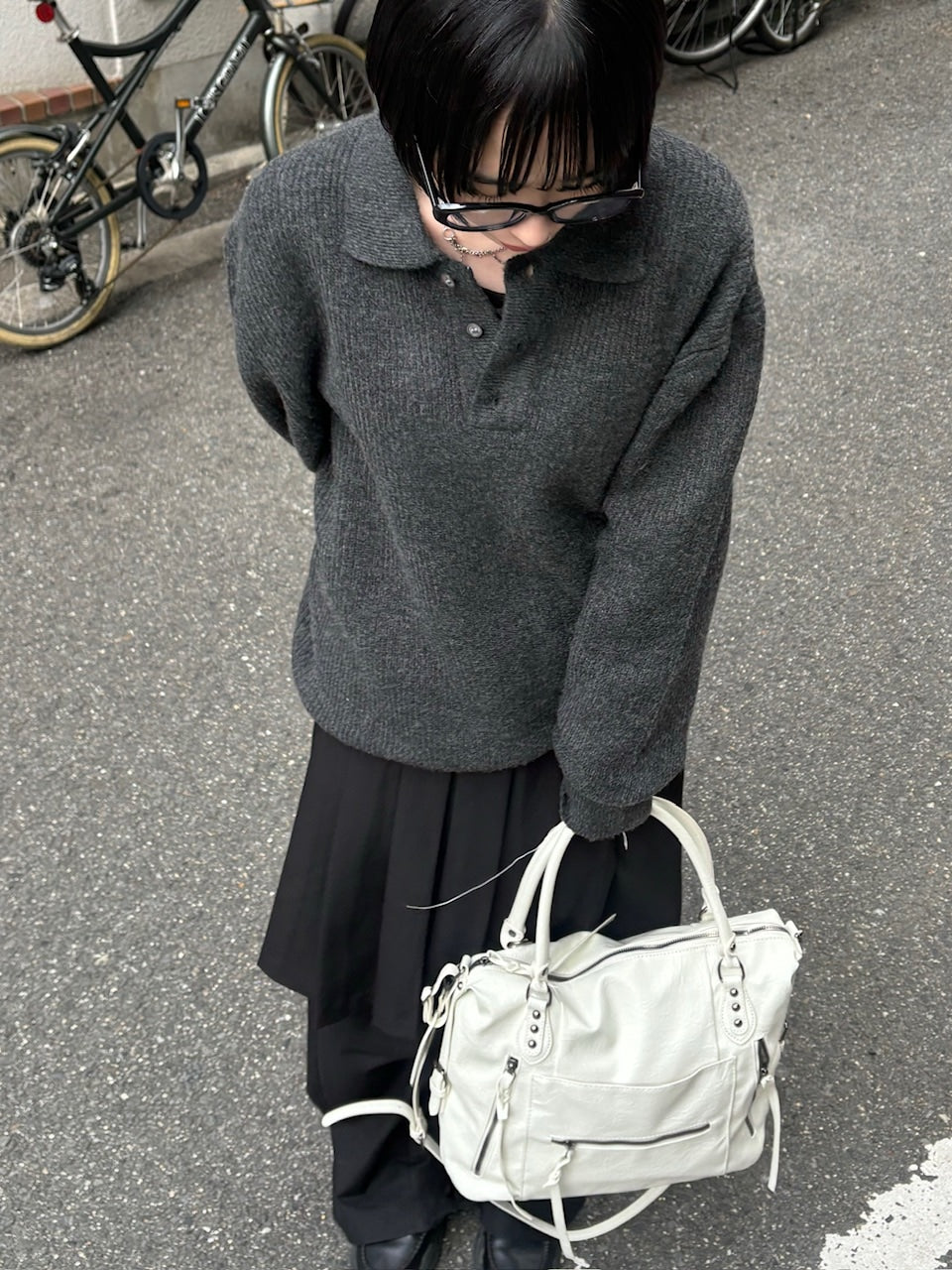 受注制【Chikashitsu +】wool touch lib knit polo (4color) / 【チカシツプラス】ウールタッチリブ長袖ニット