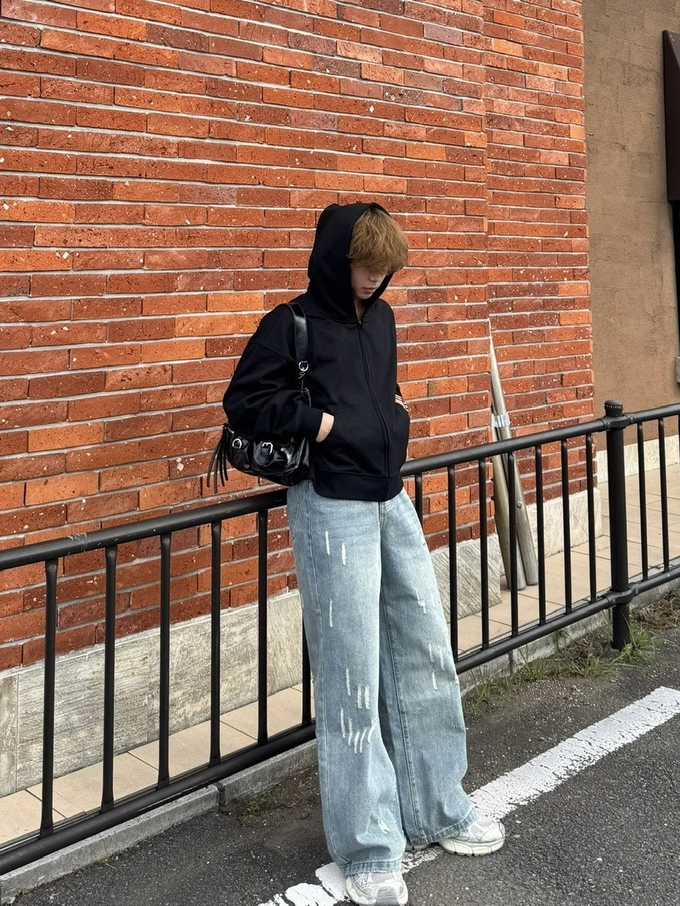 国際配送【RENOL】cropped zip up hoodie (2color)