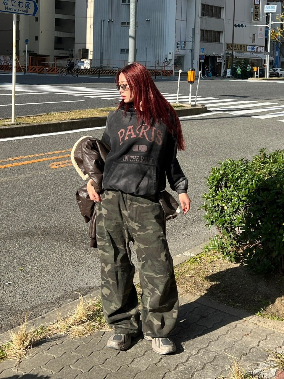 受注制【Chikashitsu +】snap button camouflage pants (2color) / 【チカシツプラス】スナップボタンカモフラージュワイドデニムパンツ