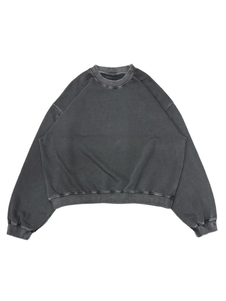 受注制【Chikashitsu +】cropped washing sweat (4color) / 【チカシツプラス】ウォッシングクロップ長袖スウェットシャツ