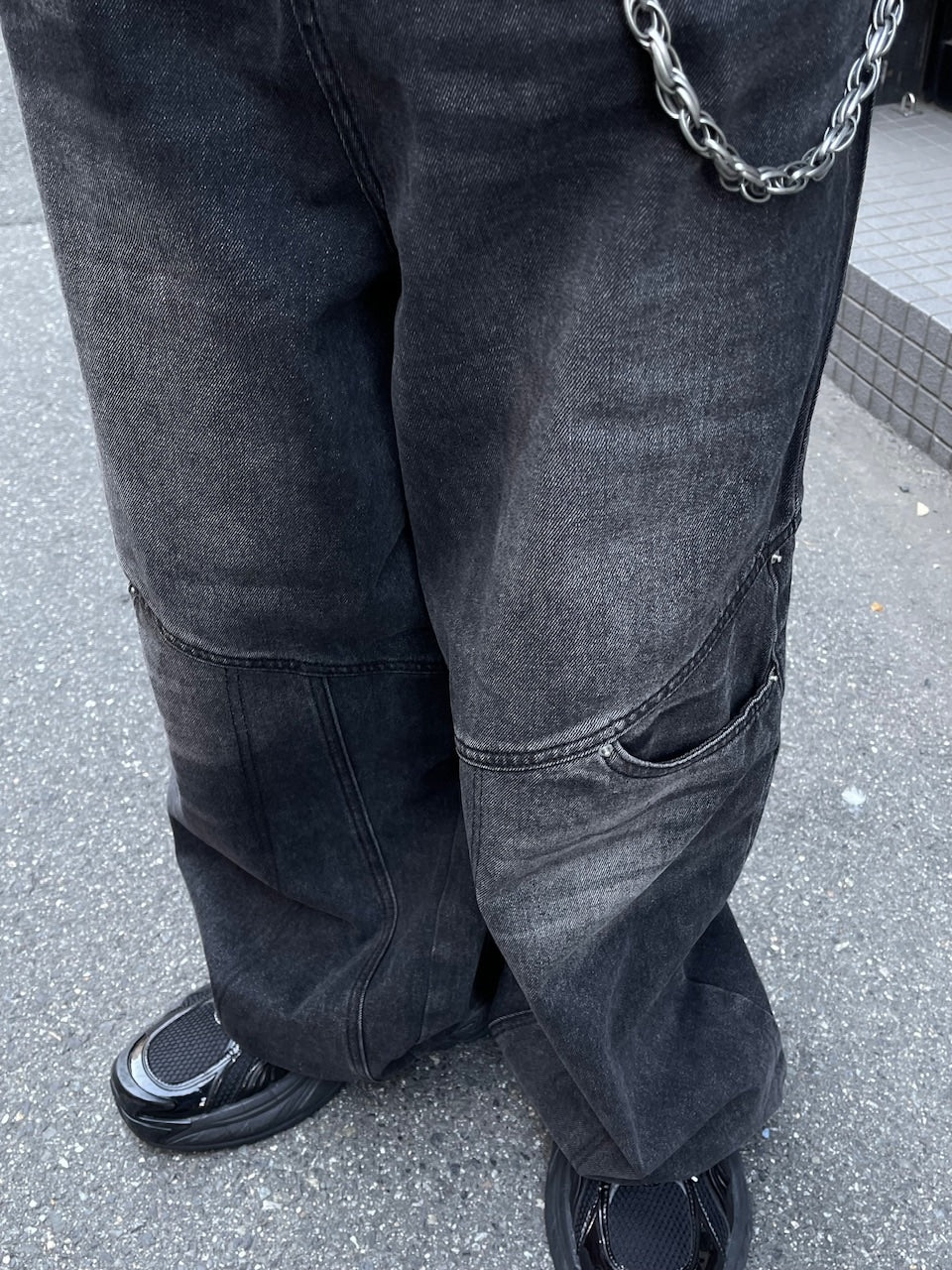 大阪店WEB限定【Chikashitsu +】double pocket wide denim pants (2color)