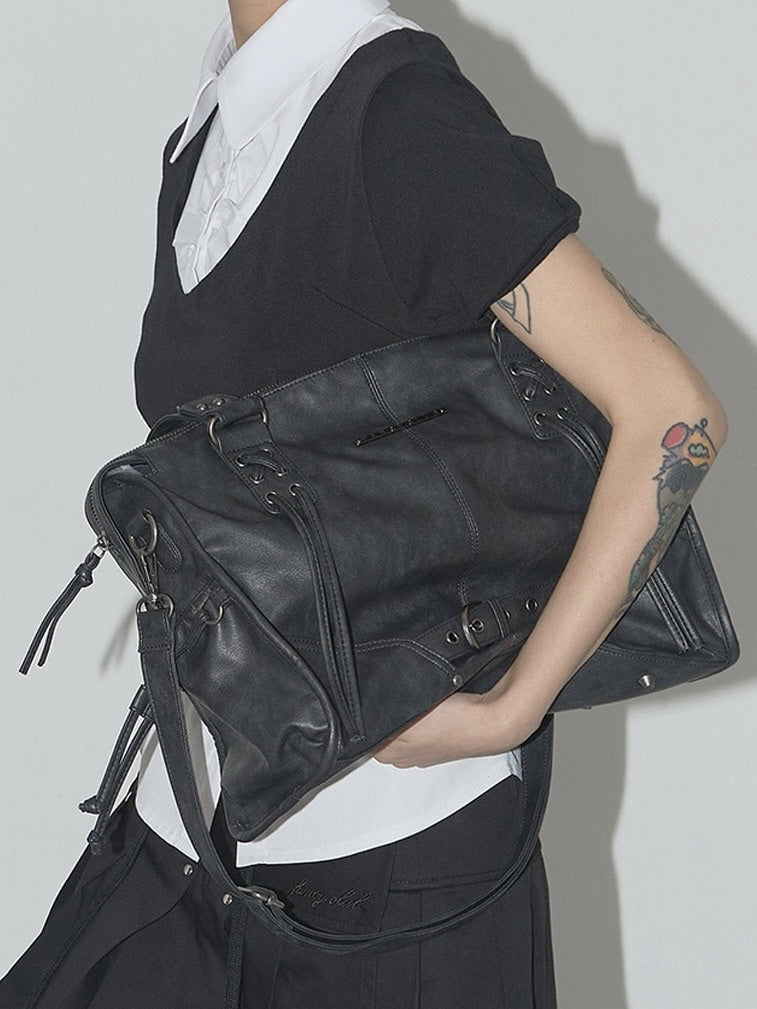 【FANCY CLUB】BELTED WASHING LEATHER BAG / 【ファンシークラブ】ベルトウォッシングレザーショルダーバッグ