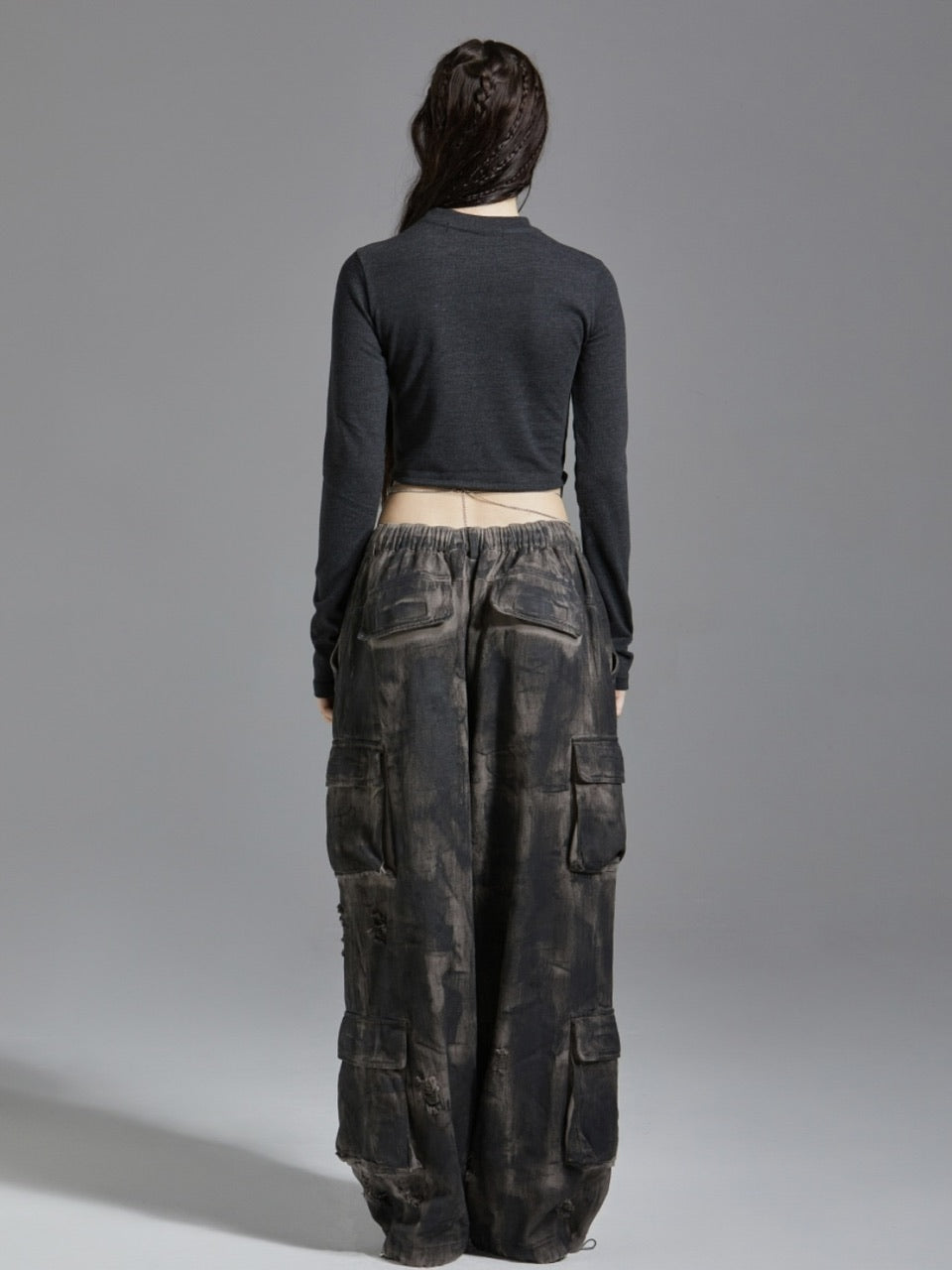 【GATELESS】DOUBLE RING CROPPED T-SHIRT