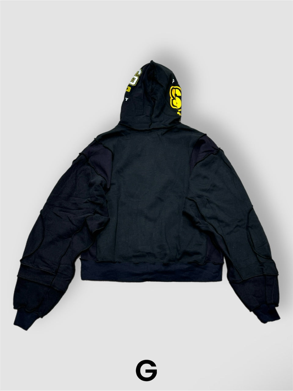【Re +】double zip cutting switch hoodie (black)