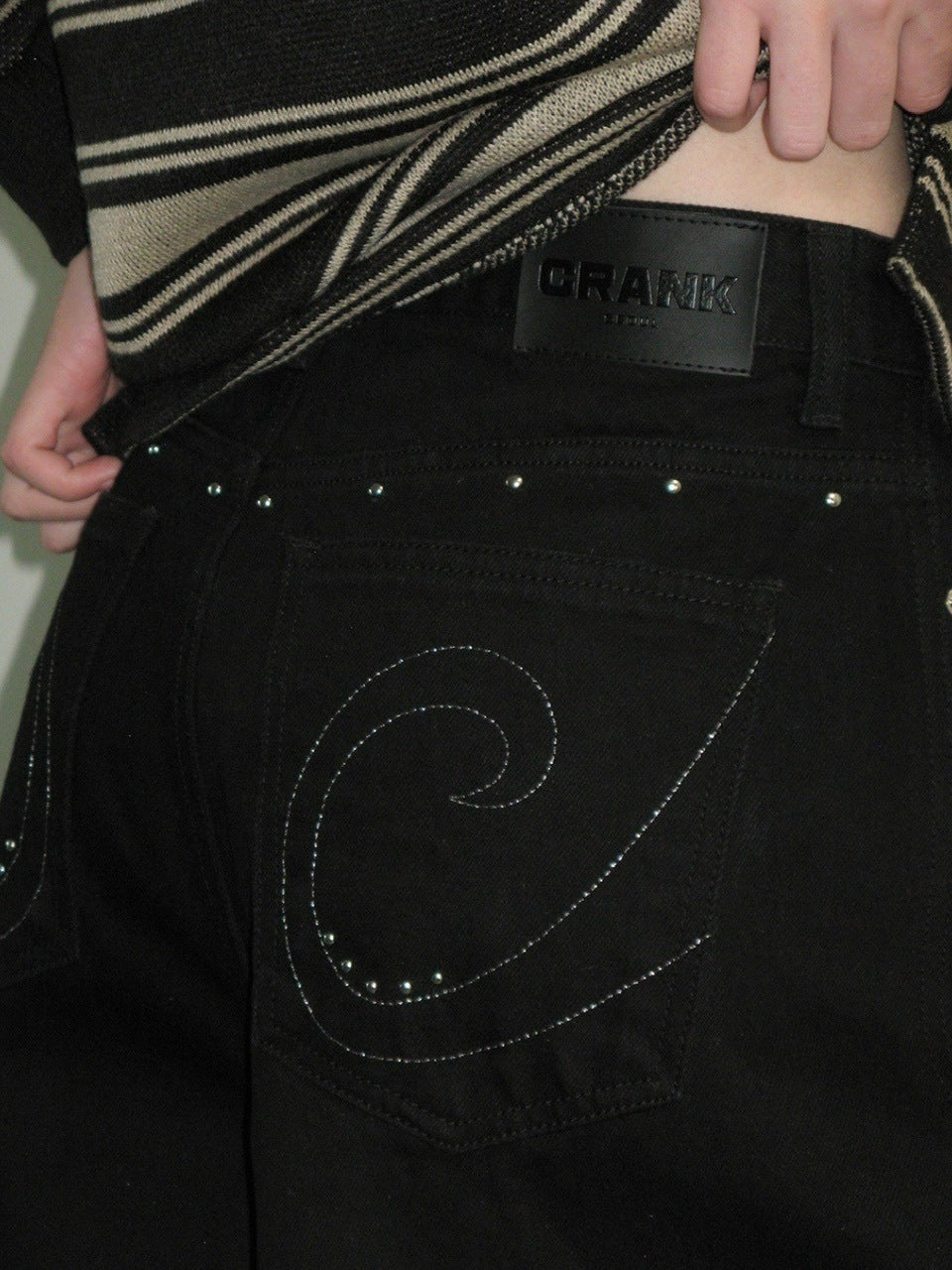 【CRANK】STUD WIDE JEANS