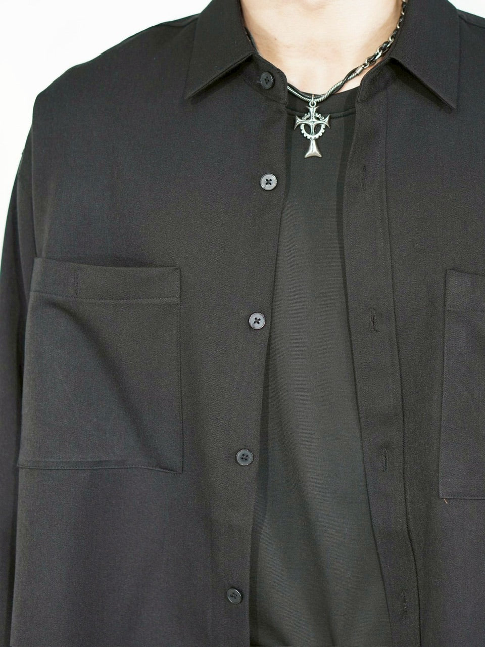 受注制【Chikashitsu +】cropped long sleeve shirt (3color)