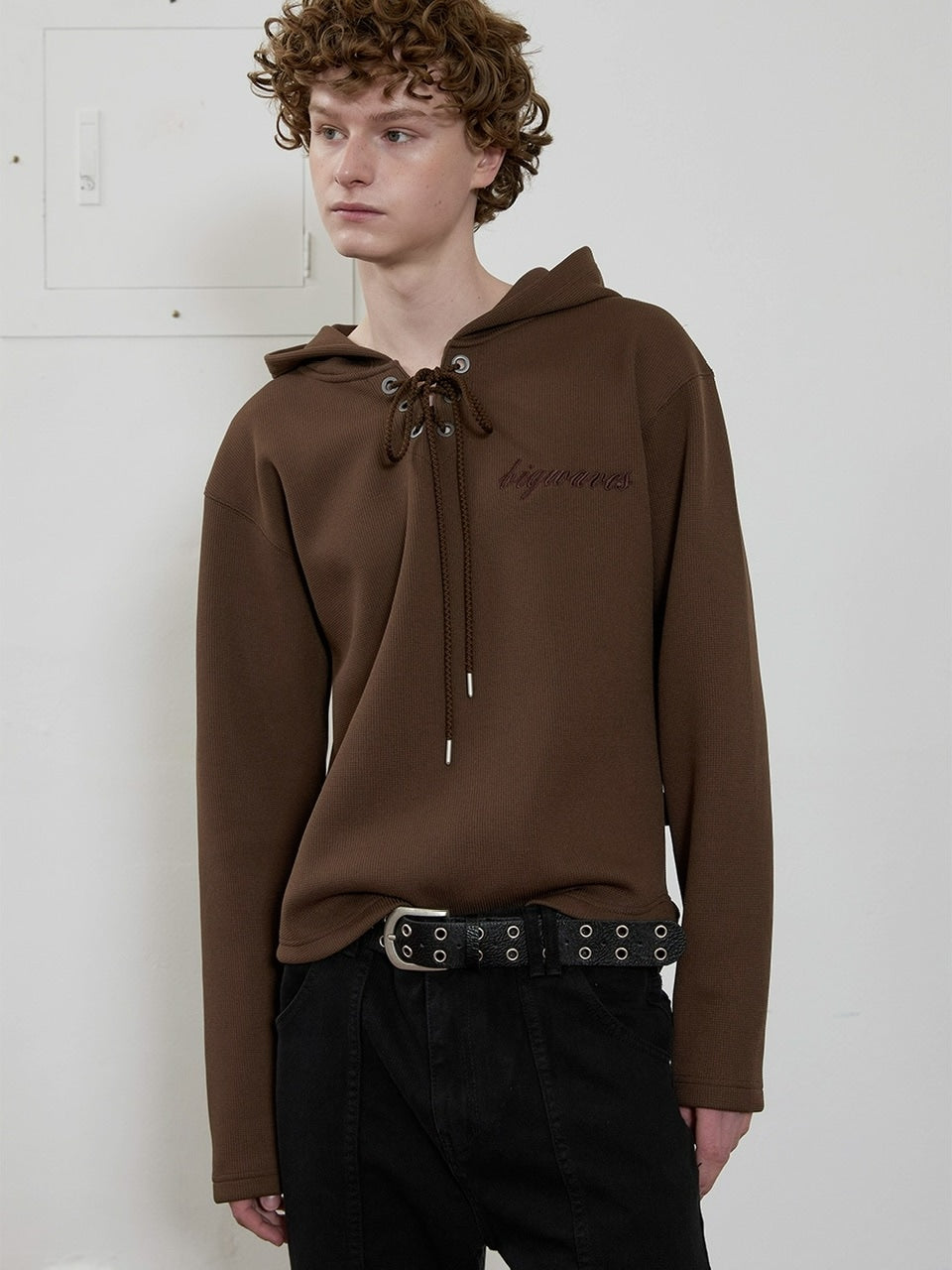 【ESC STUDIO】eyelet waffle hoodie