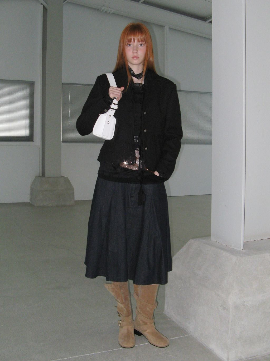 【ROCK CAKE】Square Leather Belt Shoulder Bag