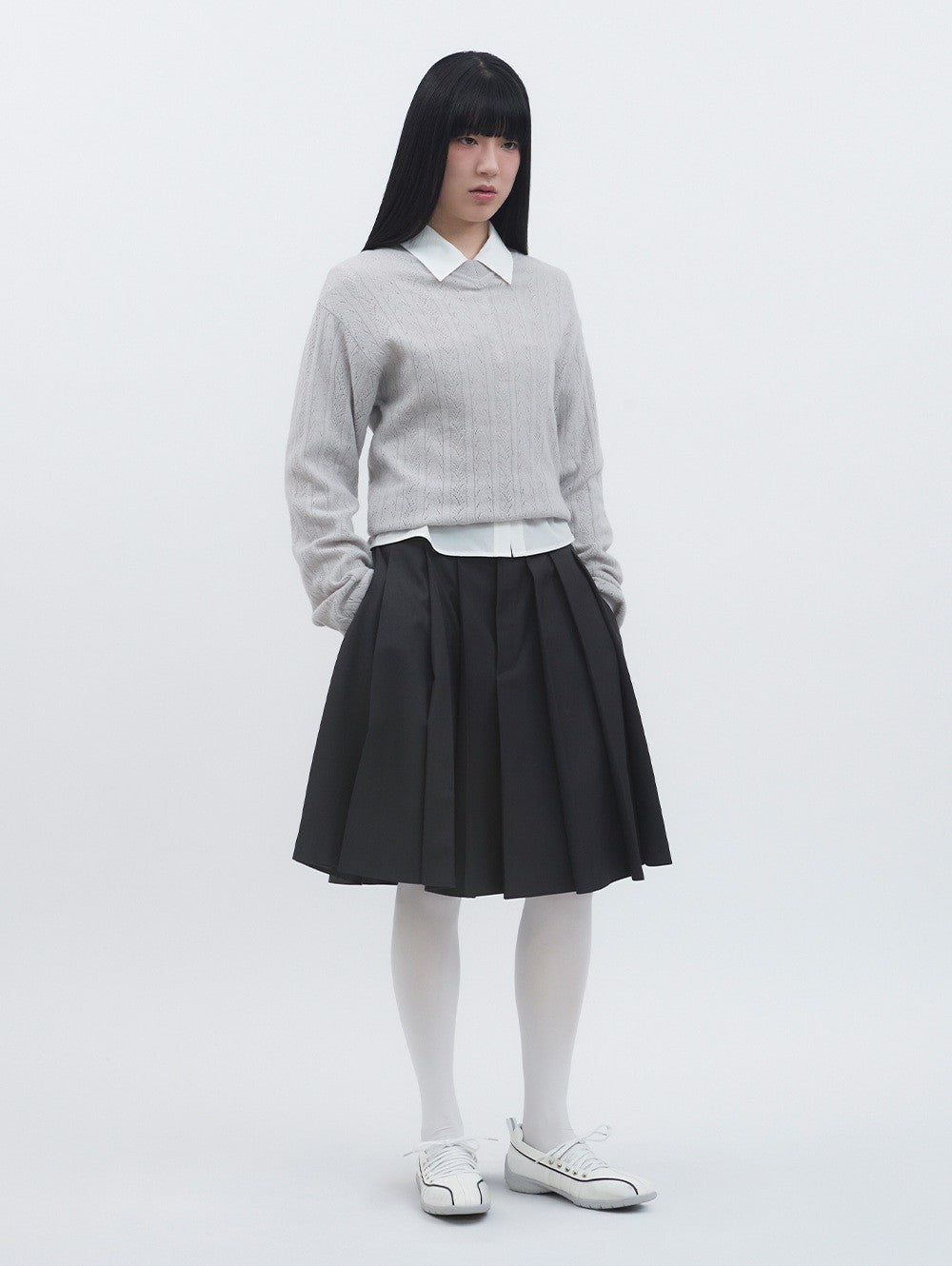 【TUOMIO】MIDI PLEATS RIBBON CULOTTES