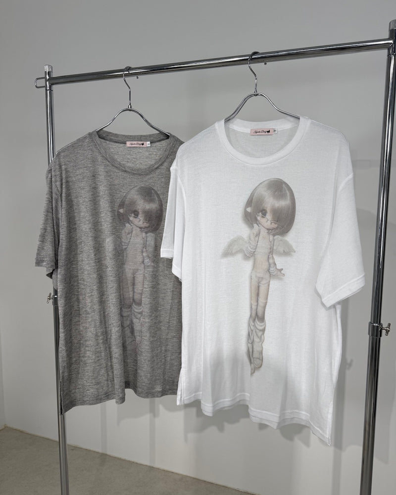 国際配送【Nerd out XU】Girl is angel see-through tee (2color)