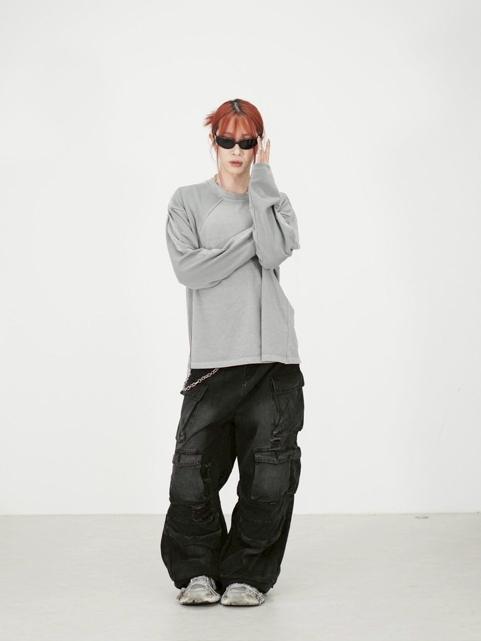 受注制【Chikashitsu +】switching waffle long sleeve (3color)