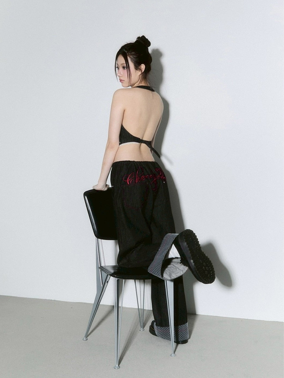 【CHERRYQUIRI】lace layered roll up denim / 【チェリーキュリー】レースレイヤードロールアップデニムパンツ