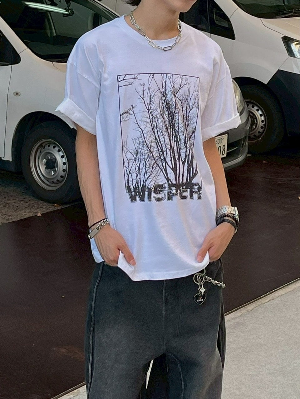 【Chikashitsu +】whisper tree t-shirt (3color) / 【チカシツプラス】ウィスパーツリープリント半袖Tシャツ